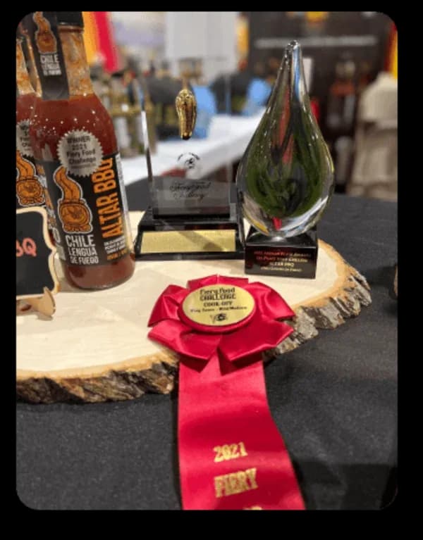 Trophies and ribbons won by Chile Lengua de Fuego