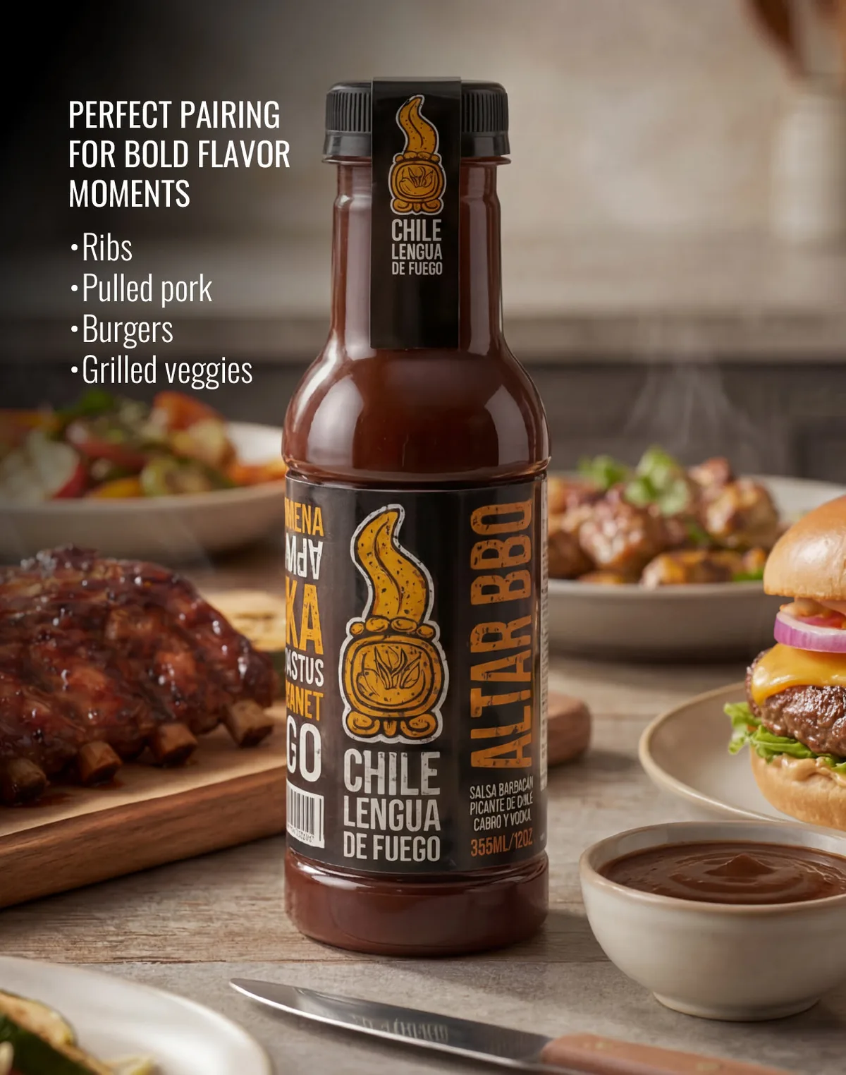 Altar BBQ served with a dish it pairs with