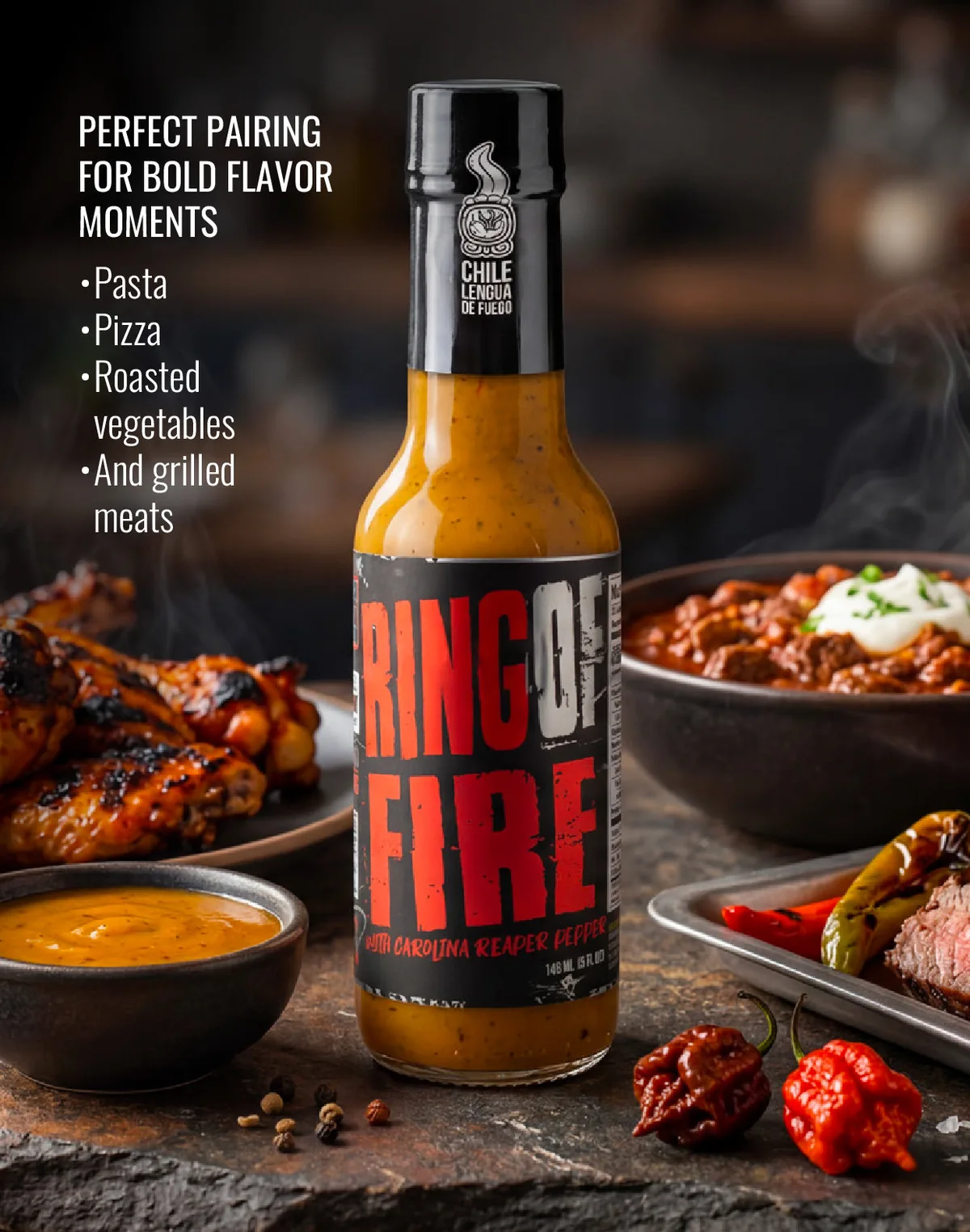 Ring of Fire served with a dish it pairs with