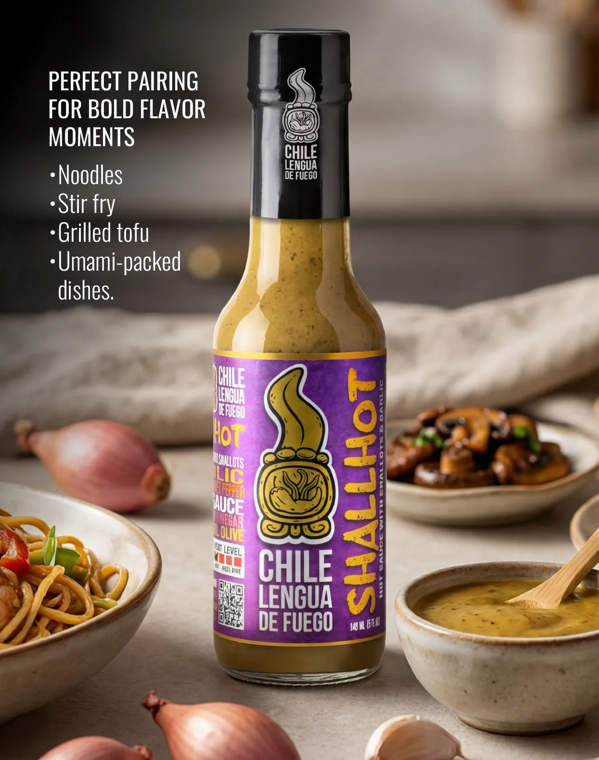 Shallhot served with a dish it pairs with
